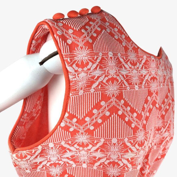 Vintage 1960s MOD Orange Mini Dress GoGo Geometric - Picture 5 of 11